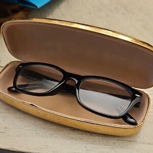 Max Studio Black Glasses with Gold Case